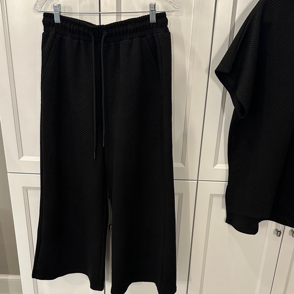 Elegant Black Wide Leg Pants Set